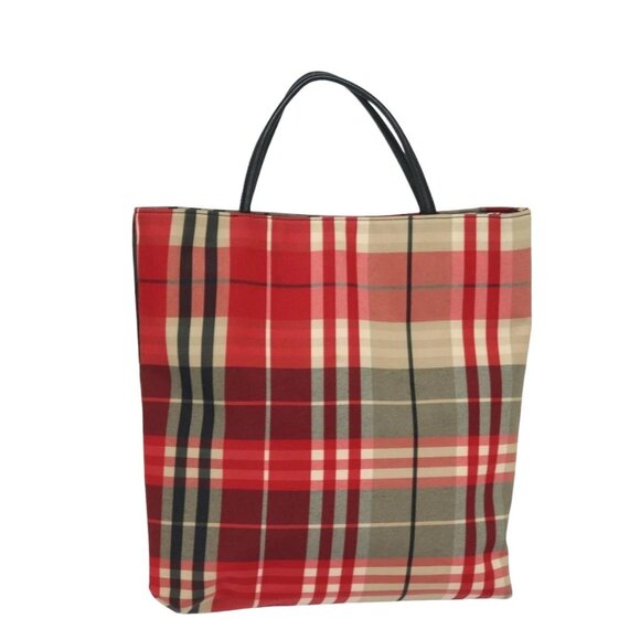 BURBERRY Nova Check Hand Bag Canvas Red Auth bs15741 - Picture 1 of 16